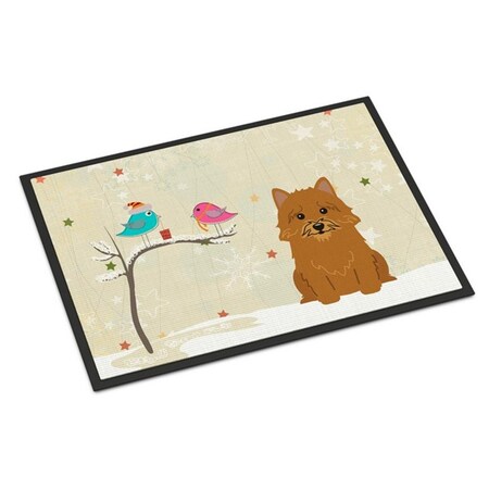 Carolines Treasures Christmas Presents Between Friends Norwich Terrier Indoor or Outdoor Mat, 24 x 0.25 x 36 in. BB2492JMAT